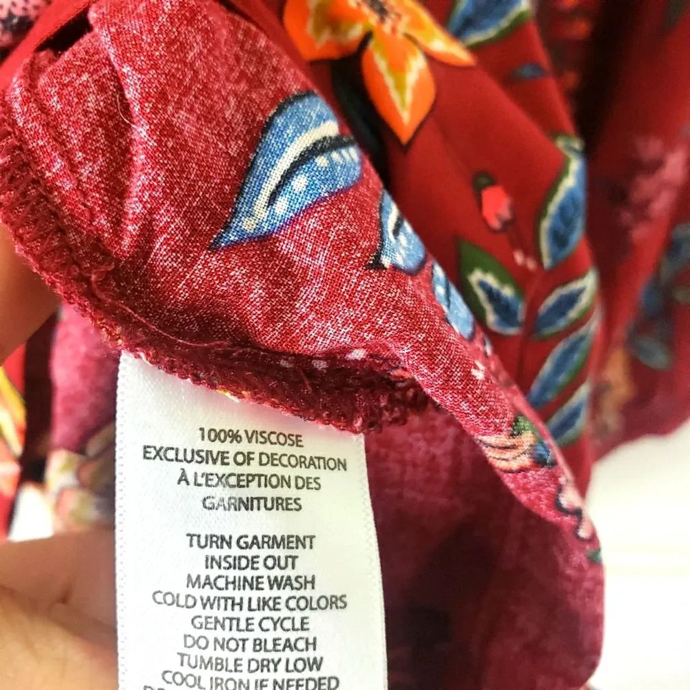 Women's Beach Lunch Lounge Boho Floral Embroidered Pop Over Top Size small - Picture 4 of 11